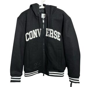 Converse Chuck Taylor Varsity bomber jacket w/ hood NWT Black